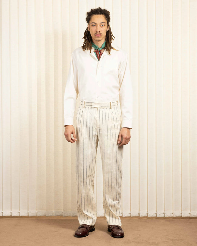 Drôle de Monsieur Golfeur Rayures Pants - Ecru