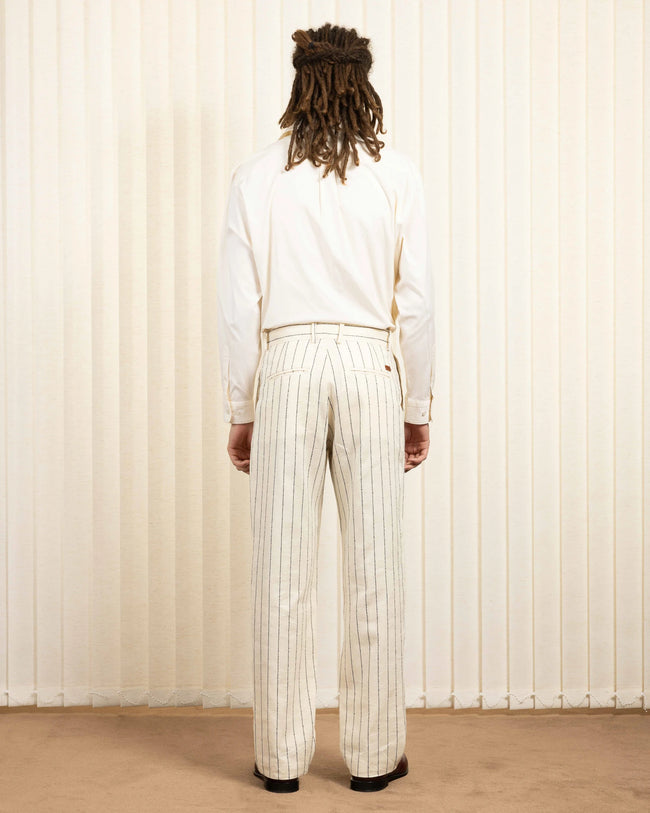 Drôle de Monsieur Golfeur Rayures Pants - Ecru