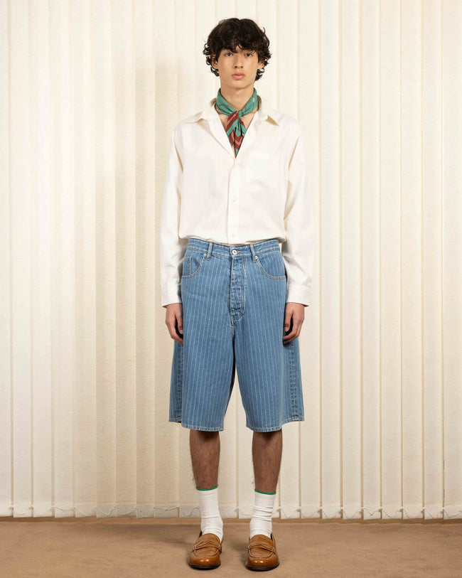 Drôle de Monsieur Baggy Rayures Shorts - Light Blue