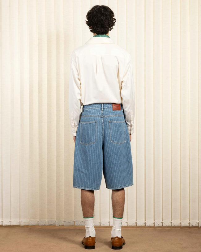 Drôle de Monsieur Baggy Rayures Shorts - Light Blue