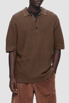 トップス BoTT MARLED KNIT POLO / BROWN Short Sleeve Twist Stitch Detail Polo | Mavik | Ted Baker US