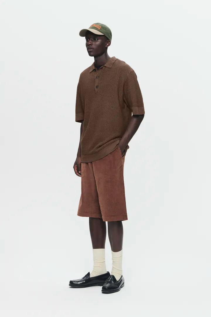 WOOD WOOD Upton Knit Polo - Brown - Due West WOOD WOOD Upton Knit Polo - Brown - Due West