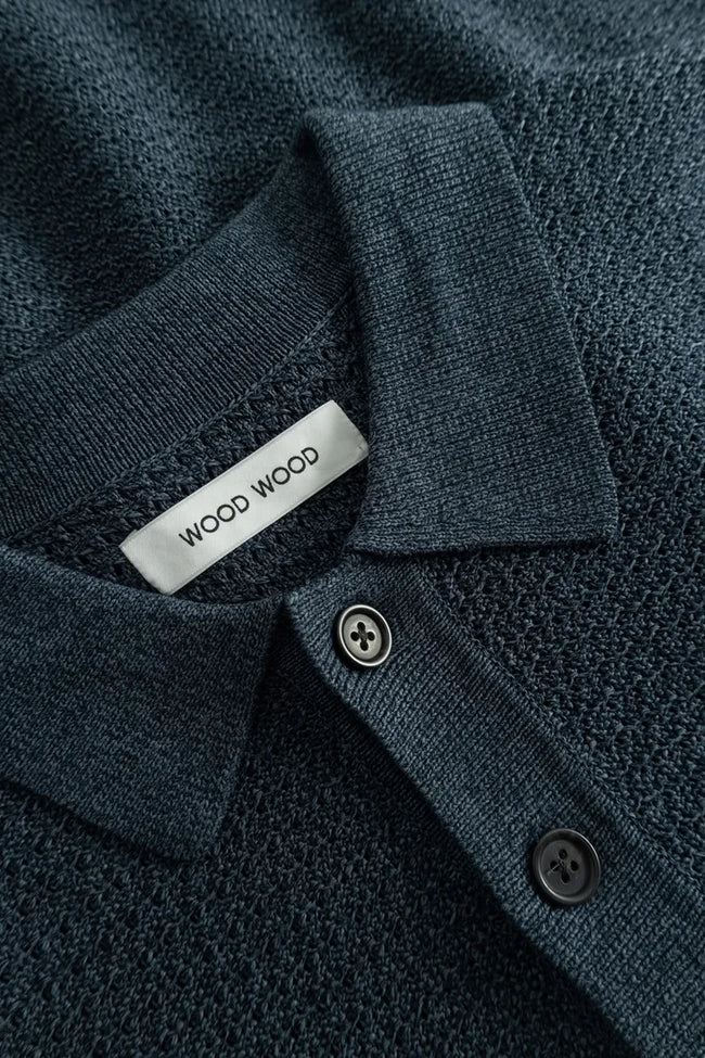 WOOD WOOD Upton Knit Polo - Navy