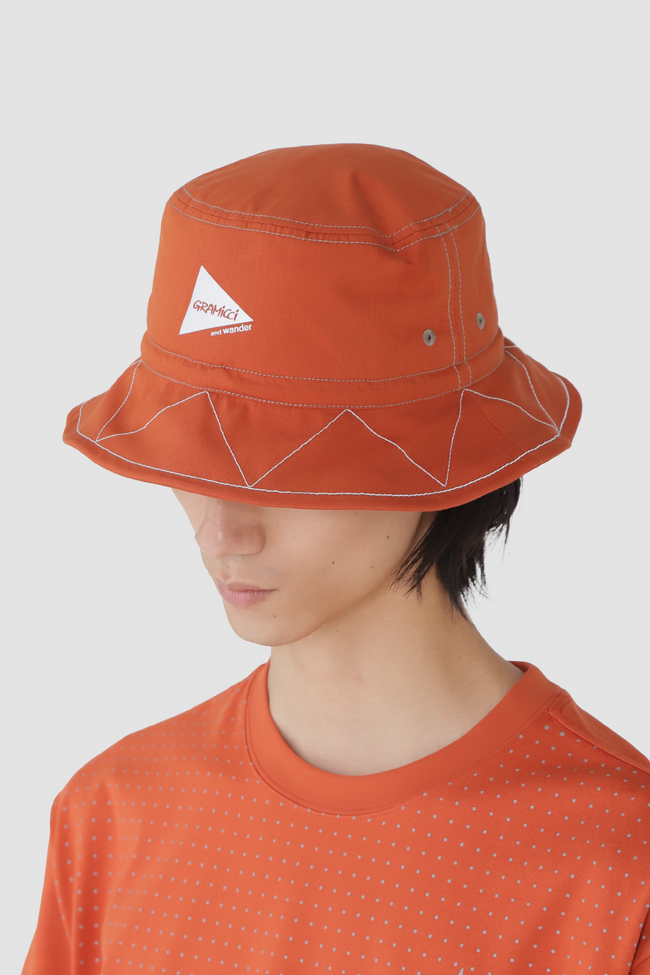 GRAMICCI x and wander Zig Zag Stitch Bucket Hat - Red