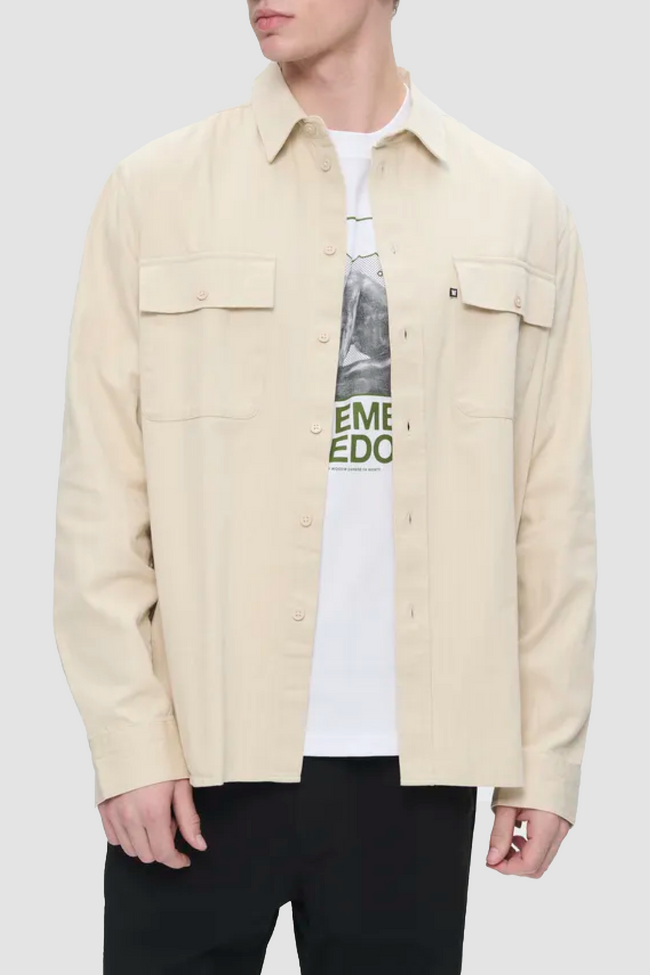 WOOD WOOD AXL Herringbone Shirt - Sand Grey