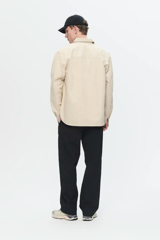 WOOD WOOD AXL Herringbone Shirt - Sand Grey