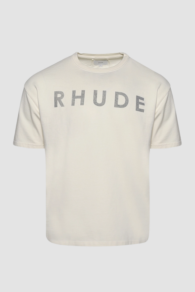Rhude Distressed Logo Tee - Vintage White