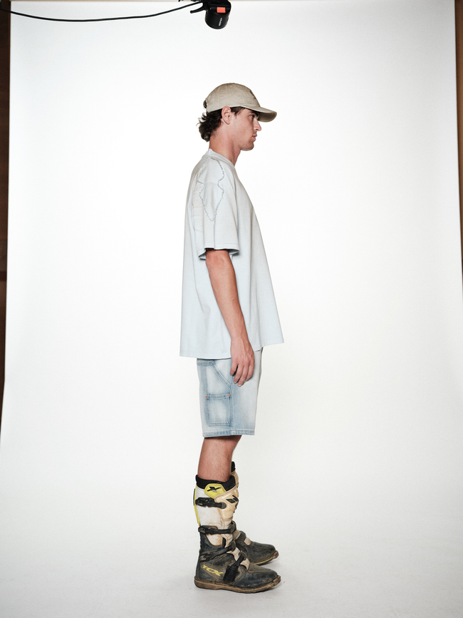 Cultura Biker Dirty Tee - Sky Blue