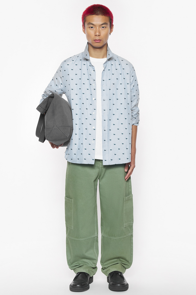 Maison Kitsuné Profile Fox Casual Striped Shirt - Blue