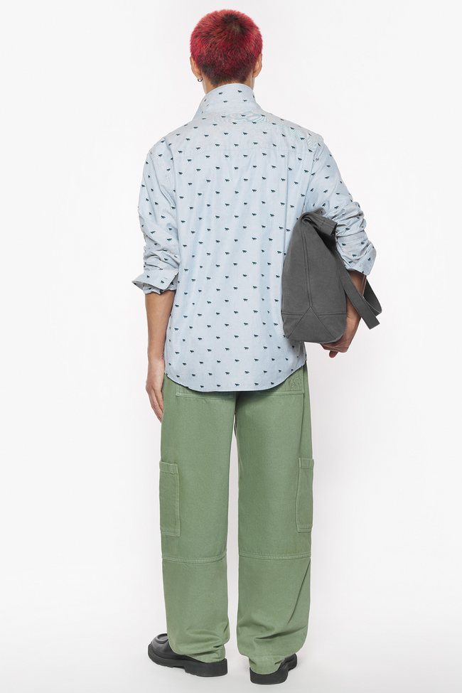 Maison Kitsuné Profile Fox Casual Striped Shirt - Blue