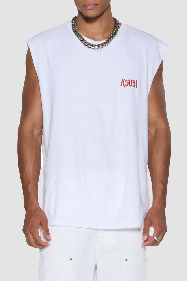 Ksubi Kingdom Cut Off Biggie Tank - White