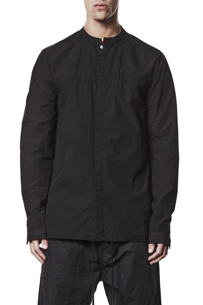 thom/krom MH177 Long Hidden Panel Shirt - Black