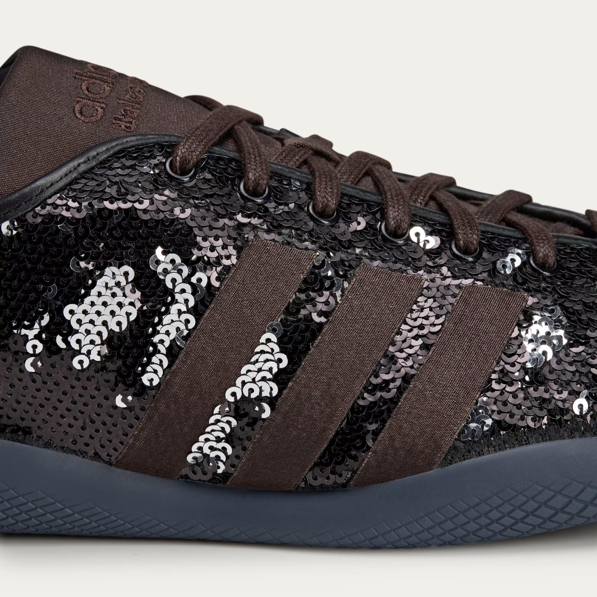 adidas gazelle silver green womens Adidas x Wales Bonner Karintha Lo Sequin Sneakers - Black/Brown