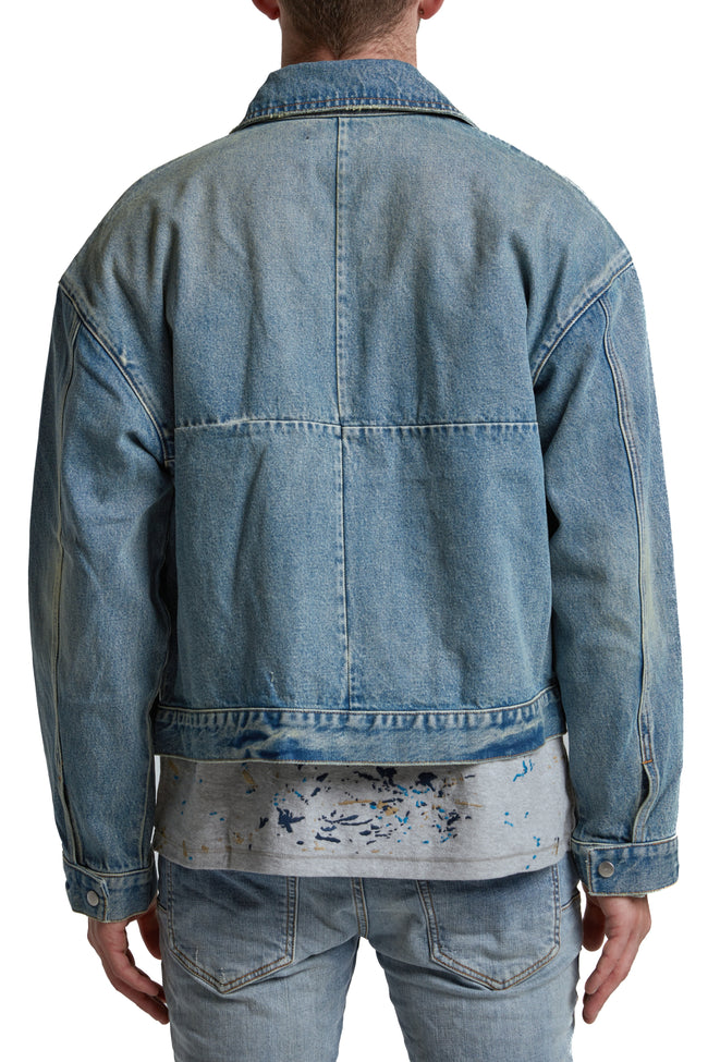 Purple Brand M6087 Full Zip Denim Jacket - Mid Indigo