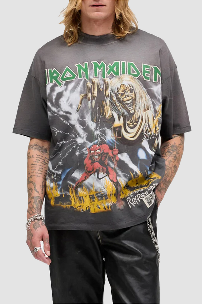 Represent X Iron Maiden Number of the Beast Tee - Sunfade Grey