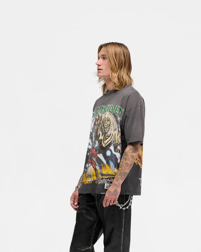 Represent X Iron Maiden Number of the Beast Tee - Sunfade Grey
