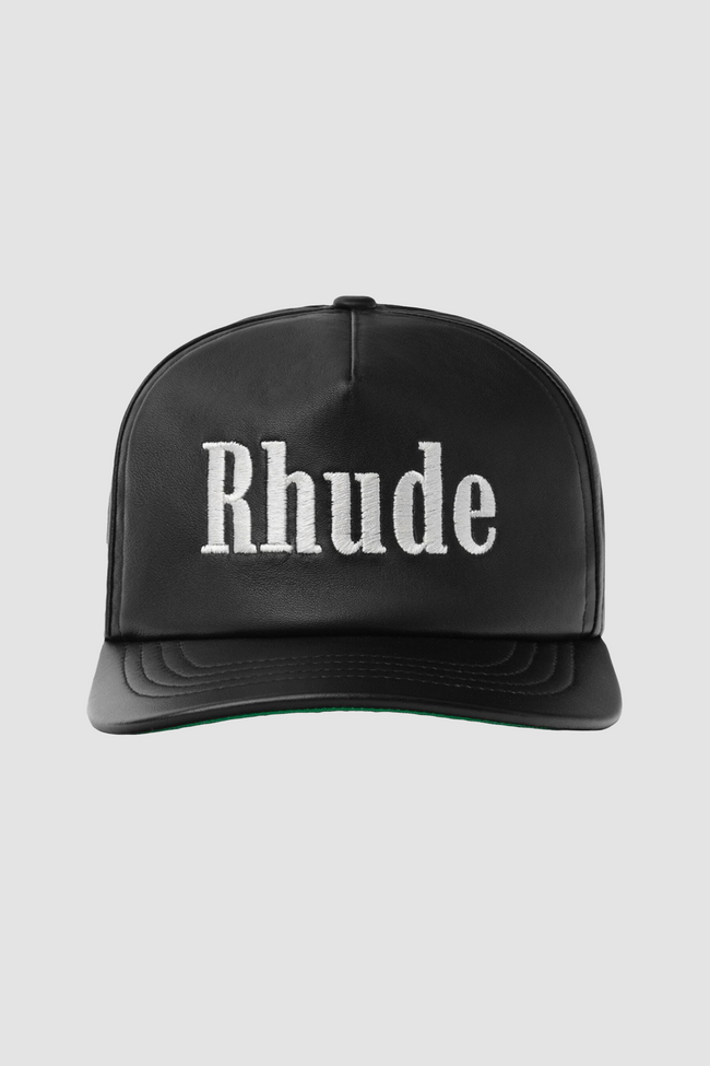 Rhude Logo Leather Cap - Black