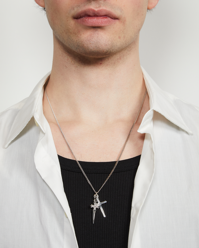 Emanuele Bicocchi Pugnale Cross Necklace - Silver