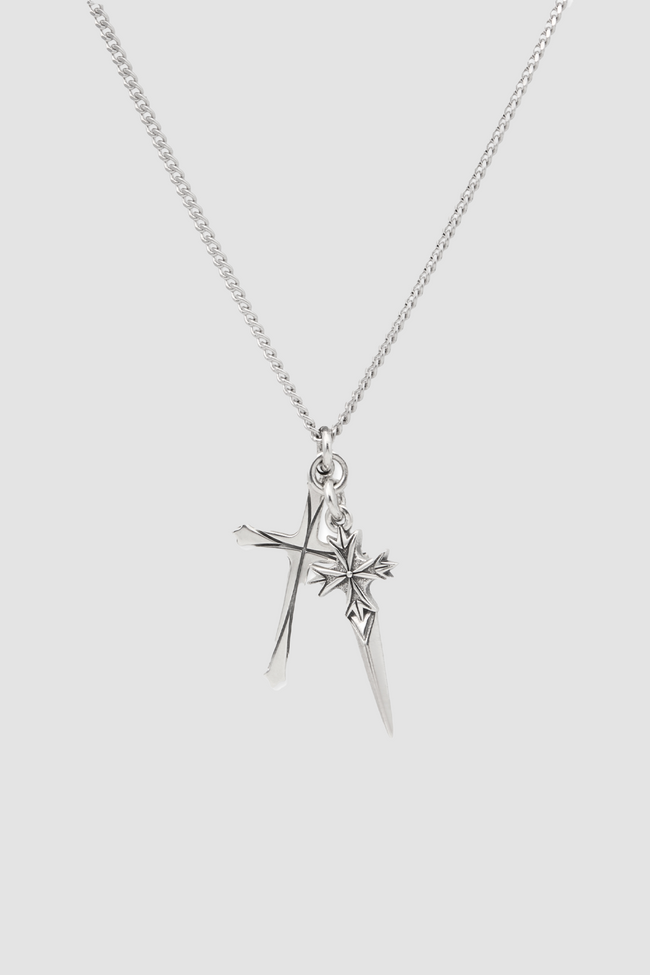 Emanuele Bicocchi Pugnale Cross Necklace - Silver