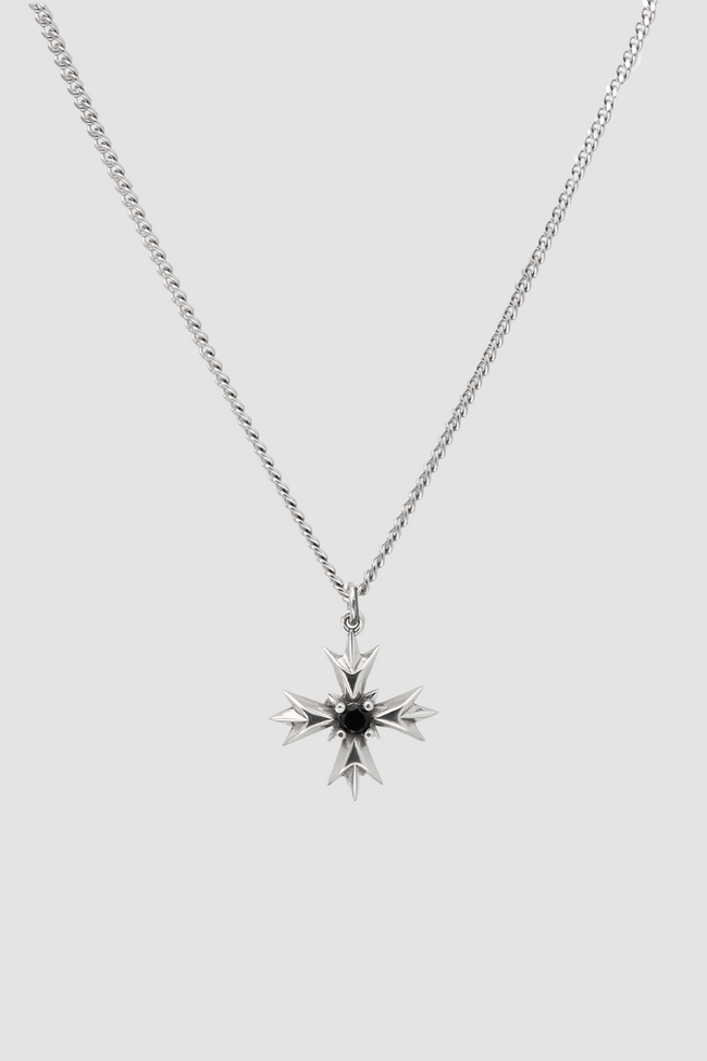Emanuele Bicocchi Crest Black Crystal Necklace - Silver/Black