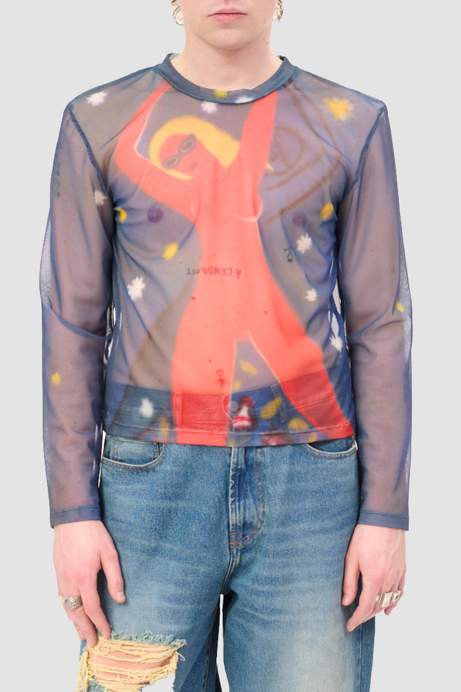 Carne Bollente They Call Her Carmen Mesh Tee - Blue