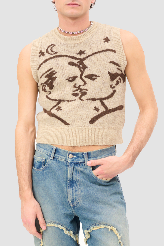 Carne Bollente Midnight Masc Vest Sweater - Beige