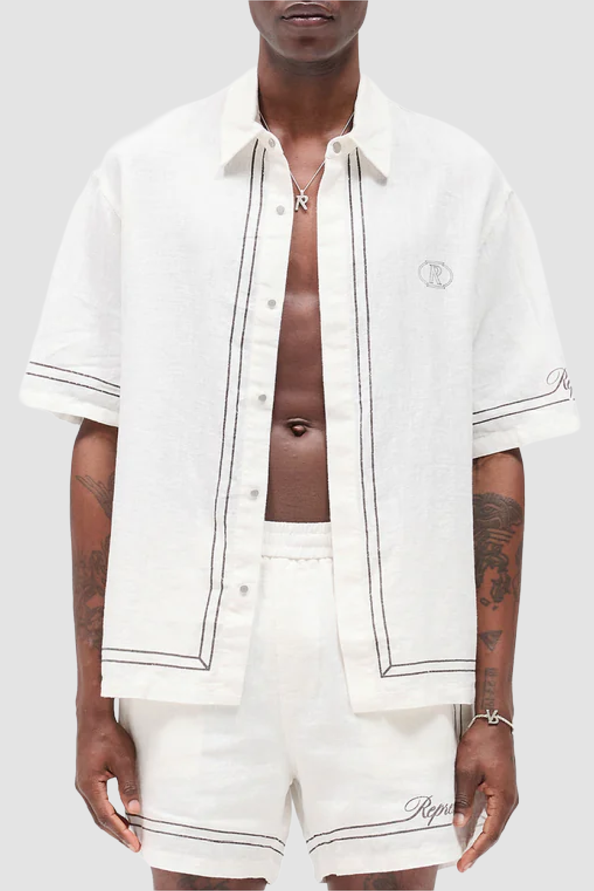 Represent Border Shirt - White - Due West