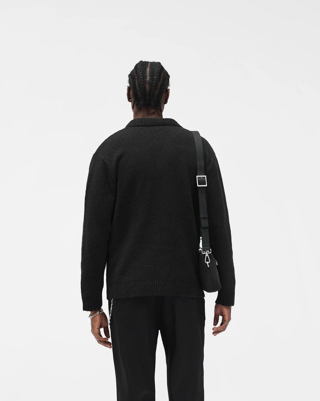 Represent Knitted Polo Top - Jet Black