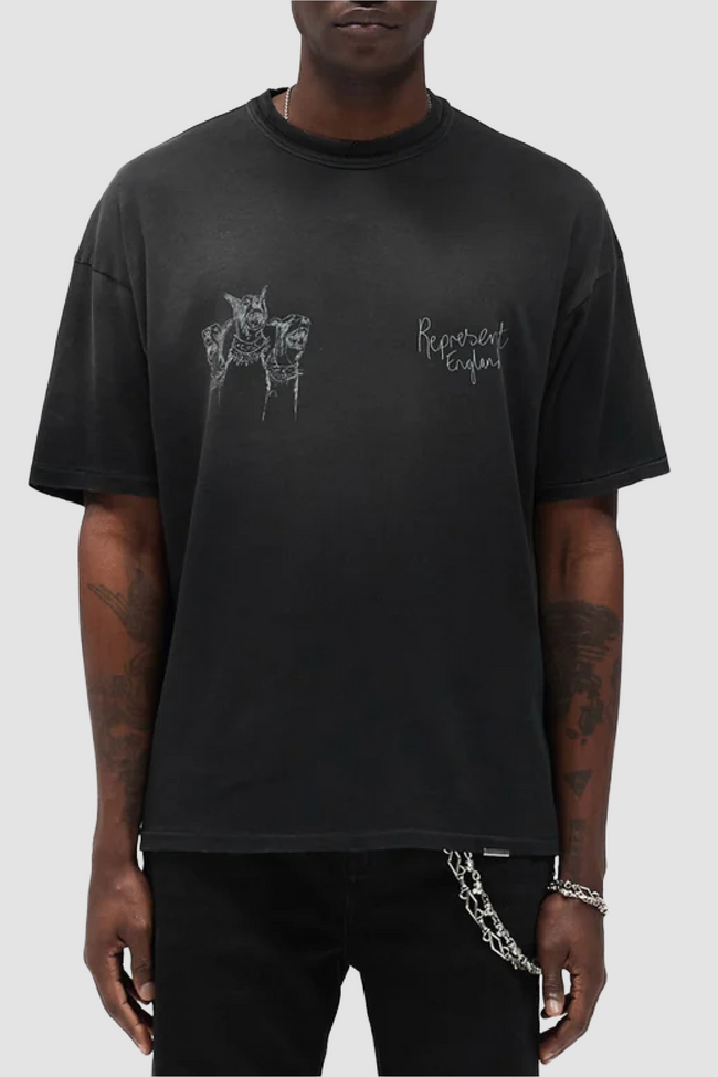 Represent Hand Drawn Thoroughbred Tee - Aged Black