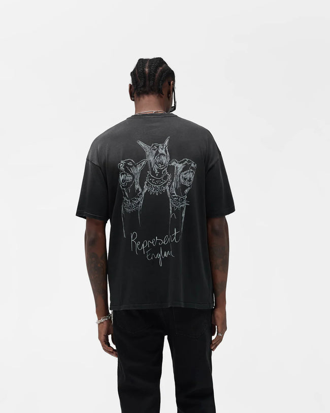 Represent Hand Drawn Thoroughbred Tee - Aged Black