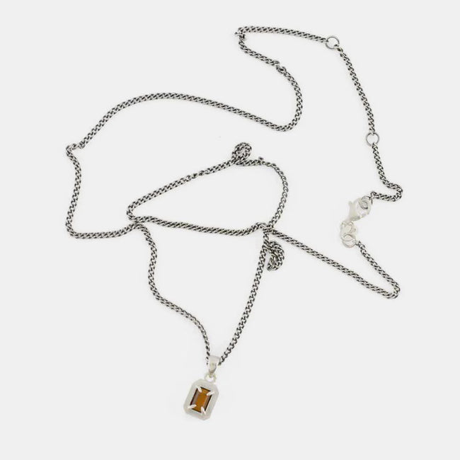 Serge DeNimes Blush Tigers Eye Necklace - Silver