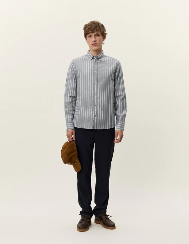 Les Deux Konrad Herringbone Shirt - Grey