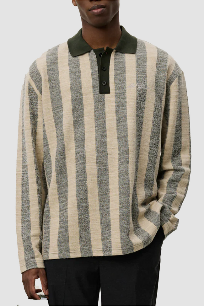 Les Deux Bowie Jacquard L/S Polo - Beige