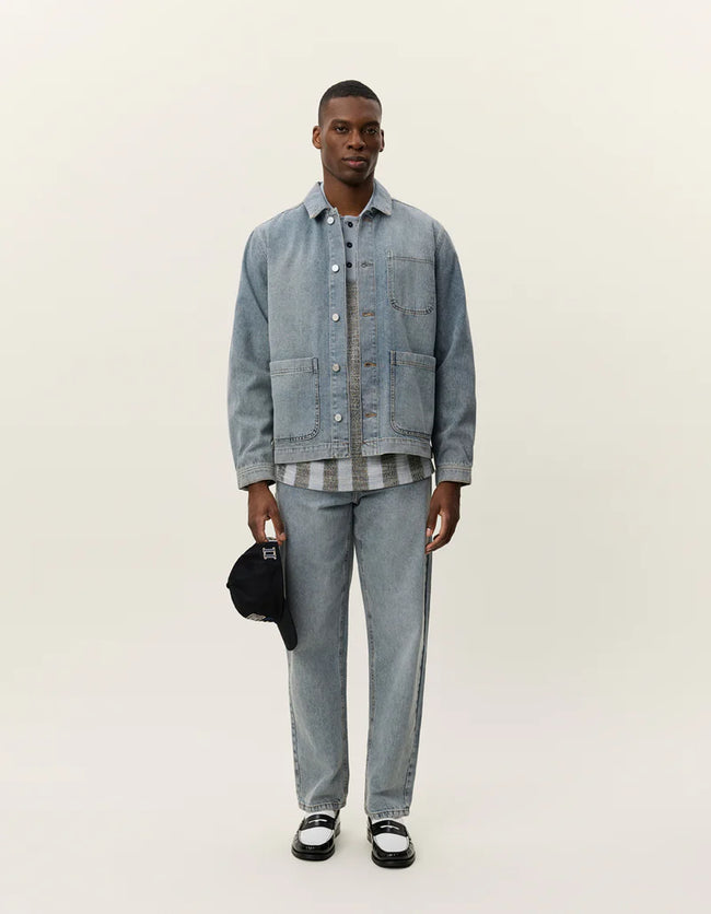 Les Deux Layton Washed Denim Jacket - Light Indigo