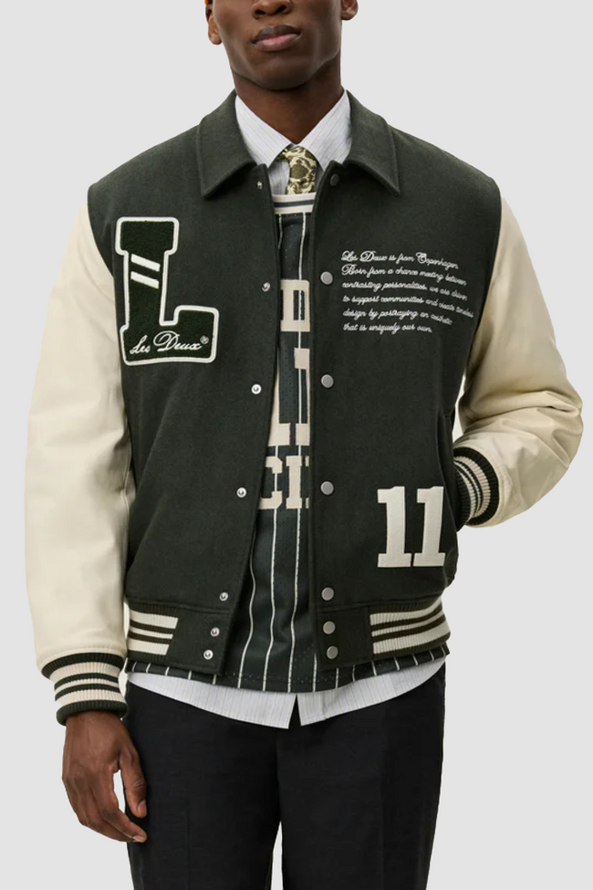 Les Deux Wool Varsity Jacket - Green