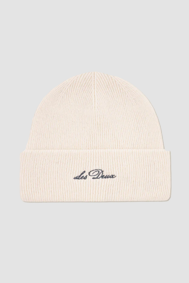 Les Deux Wayne Embroidered Beanie - Ivory