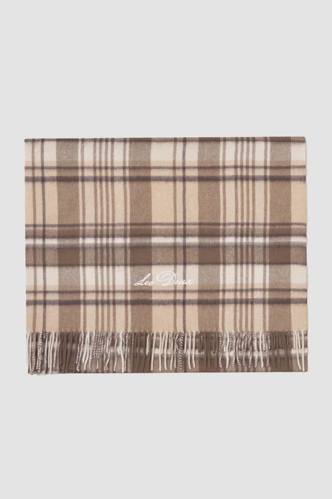 Les Deux Check Wool Scarf - Cream