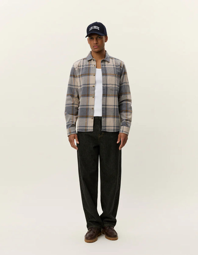 Les Deux Jeremy Check Flannel Shirt - Grey