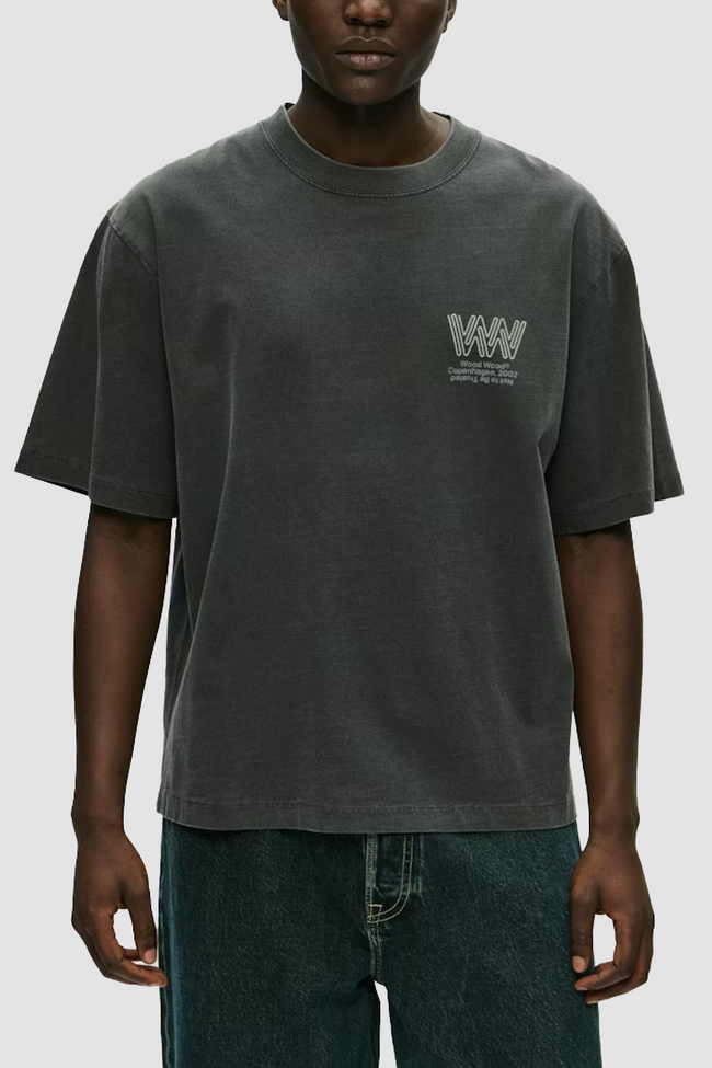 WOOD WOOD Gary Corp Tee - Black Sand