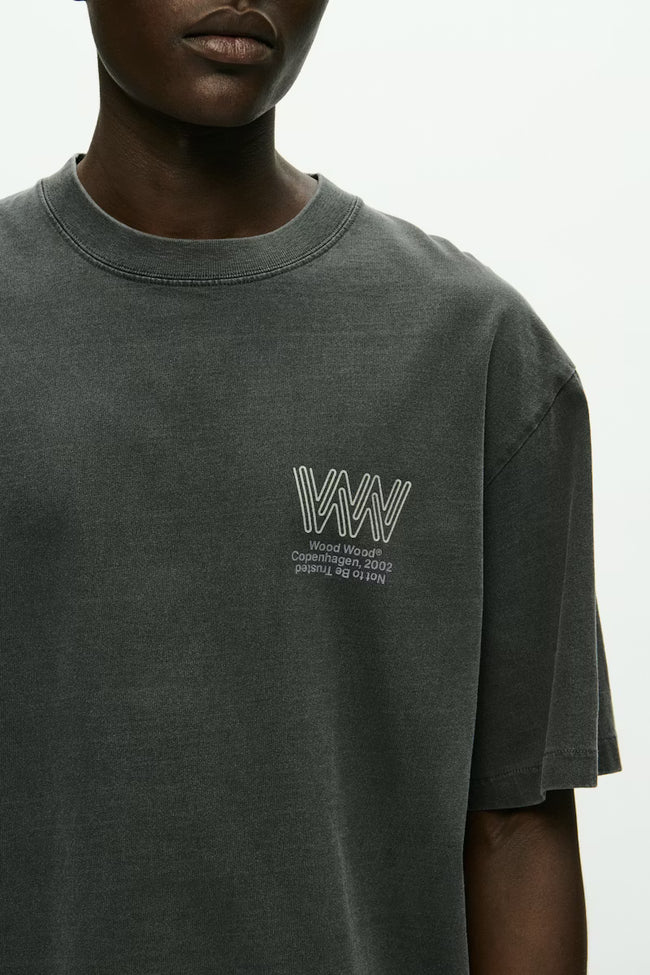 WOOD WOOD Gary Corp Tee - Black Sand