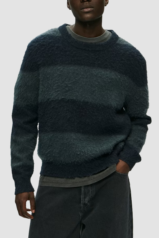 WOOD WOOD Levi Crewneck - Grey Stripes
