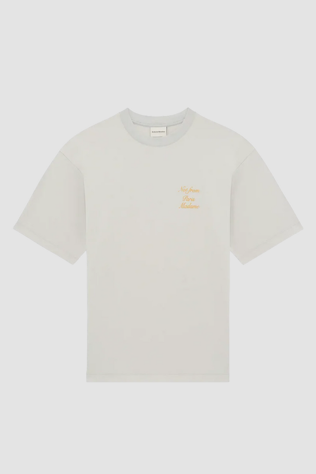 Drôle de Monsieur Slogan Calligraphy Tee - Light Grey