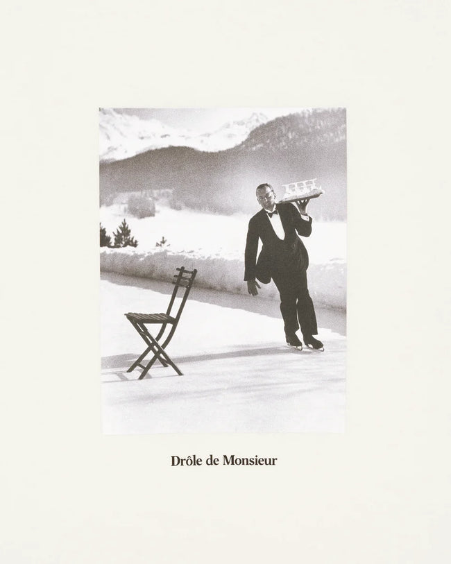Drôle de Monsieur Ice Skating Waiter Tee - White