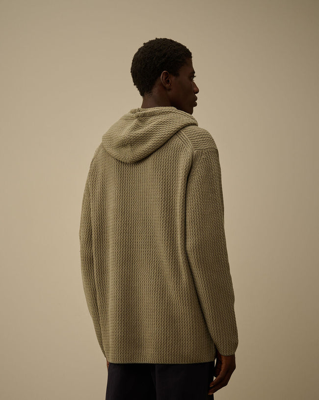 C.P. Company Chenille Cotton Hooded Sweater - Light Grey