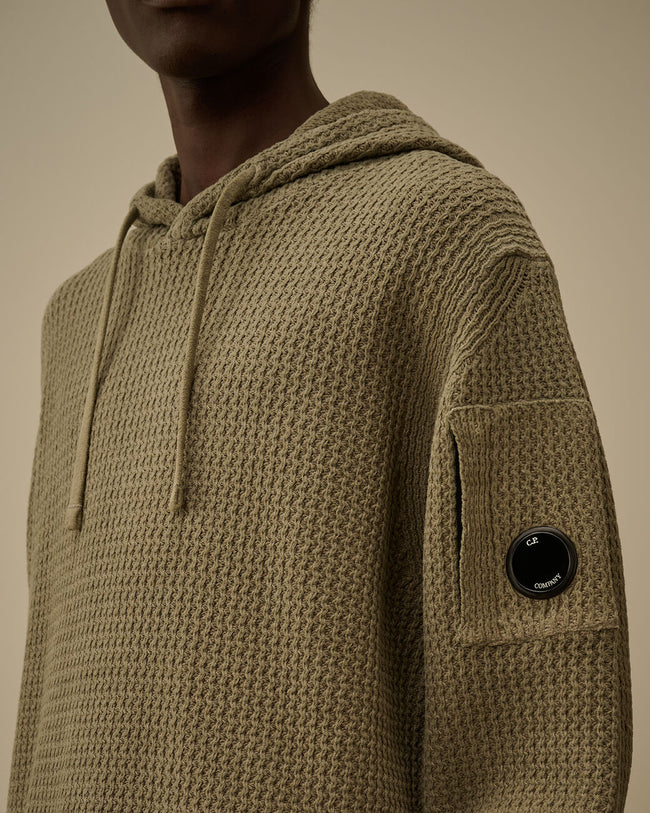C.P. Company Chenille Cotton Hooded Sweater - Light Grey