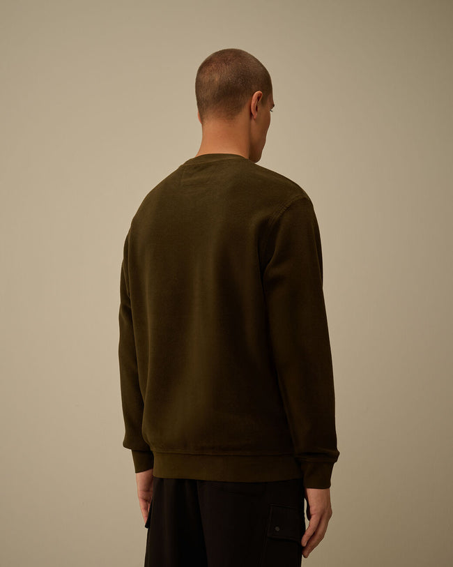 C.P. Company Brushed Cotton Crewneck - Ivory/Green