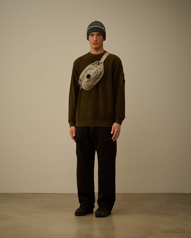 C.P. Company Brushed Cotton Crewneck - Ivory/Green