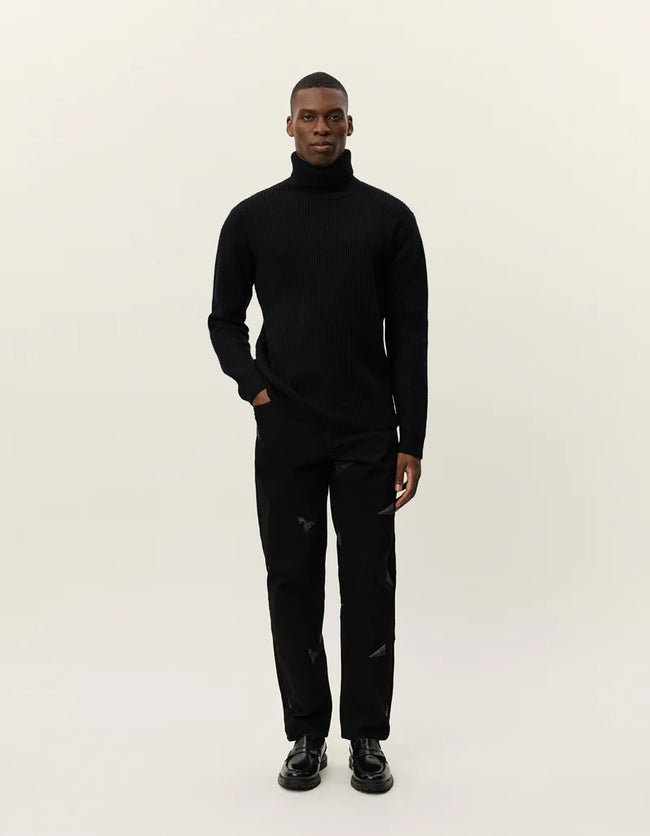Les Deux Eddie Wool Rollneck Sweater - Black