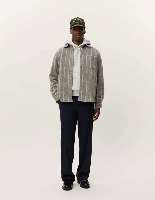 Les Deux Lennon Wool Pinstripe Overshirt - Grey