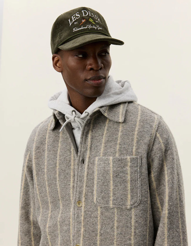 Les Deux Lennon Wool Pinstripe Overshirt - Grey